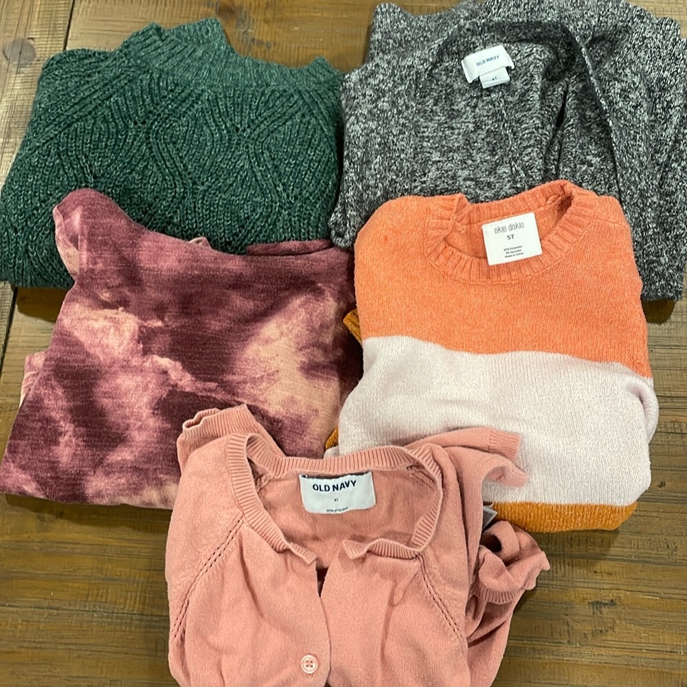Set of 5 toddler girls sweaters